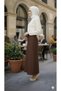 Brown High Waist Pencil Skirt Long Pocket Button Detail Women's Classic Business Meeting Office Skirt - 2