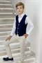 Boy 3-14 Years Old Sports Vest Set Suit with Jacket 20267 Beige - 4