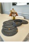 Jute, American Service Set, 6 Plates, 1 Bread Basket, Plate Mat, Plate Set, Modern Lux Presentation - 3