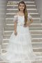 Erkut Evening Dress Low Sleeve Buckle Layered Skirt Evening Dress 624 Cream