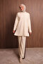 Women's Oversized Plain Weave Slit Hijab Knitwear Set 1136
