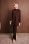 Women's Oversized Plain Weave Slit Hijab Knitwear Set 1136