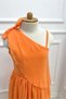 Girl's One Shoulder Chiffon Evening Dress 5478 Orange - 4