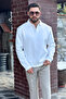 Men's White Polo Neck Cotton Soft Thick Fabric Oversize Sweatshirt - 6