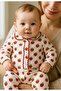 Sleeve figured Strawberry patterned baby children's pajama set - 3