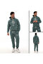Petrol Men's Fleece-Lined Tracksuit Set with Elasticated Legs and Pockets K Hooded Compact Set with Embroidery Detail - 5