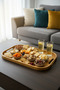 2-Piece Bamboo Wooden Rectangular Tea Coffee Serving Luxury Presentation Tray with Handles - 2