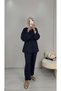 Women's Black Top and Bottom Set ♦   2 Yarns L Stretch Fabric Fabric ♦   Button Detail ♦   Tied to the Waist ♦   Hijab Suit - 2