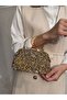 Crystal Cast Gold Stone Scholarship Women's Handbag and Long Chain Strap Evening Dress Bag - 3