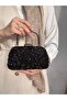 Crystal Black Stone Women's Evening Dress Bag with Long Chain Strap (Width 19 Length 11 cm) - 4