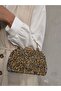 Crystal Cast Gold Stone Scholarship Women's Handbag and Long Chain Strap Evening Dress Bag - 2