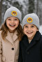 Grey Children and Teenagers Beret Lion Punch Pattern Luxury Wool Hat Christmas Gift