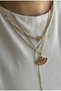 Trend Gold Chain Red Fan Necklace with Stone and Engraving Detail/Enamel Fan Necklace with Zircon Stone - 2