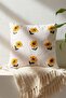 Ecru Floor Sunflower Patterned Punch Embroidered Decorative Design Linen Throw Pillow Cover