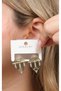 Women's Yellow Steel Earrings with Geometric Design and Zircon Stone
