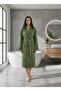 Cotton Velvet Hooded Unisex Green Bathrobe - 2