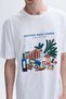 Men's White Comfort Fit Printed Crew Neck T-Shirt - 3