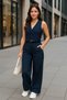 Crepe Fabric Stripe Pattern High-Waist Trousers Vest Set - 3