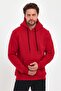 Red Color Kangaroo Pocket Hooded Sweatshirt 1205 - 2