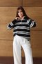 Women's Polo Neck Oversized Striped Knitwear Sweater 1128 - 6