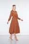 Women's Layered Shirt Collar Stylish Brown Long Dress - 5