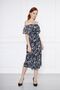 Women's Madonna Collar Midi Length Black Chiffon Dress