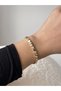 Gold Color Shiny Stone Detailed Steel Bracelet – Women