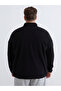 Black Standard Fit Mock Neck Fleece Men's Zippered Sweatshirt - 8