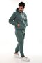 Men's Petrol Green Hooded Kangaroo Pocket Fleece-Lined 3 Thread Winter Fleece Lined Tracksuit Set - 4