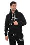 Men's Black Hooded Kangaroo Pocket Fleece-Lined 3 Thread Winter Casual Tracksuit Set with Fleece Inside - 4