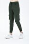 Women's Cargo Pocket High Waist Narrow Leg Khaki Trousers - 3