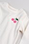 Ribbed Knit Baby & Kids T-Shirt with Cherry Embroidery 100% Cotton - 5
