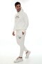 Men's Ecru Hooded Kangaroo Pocket Fleece-Lined 3 Thread Winter Casual Tracksuit Set with Fleece Lining - 2