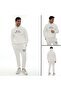 Men's Ecru Hooded Kangaroo Pocket Fleece-Lined 3 Thread Winter Casual Tracksuit Set with Fleece Lining - 5