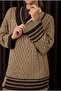 Striped Detailed Textured Sweater Mink - 4