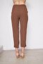 Women's Elastic Waist Aerobin Double Leg Brown Trousers - 3