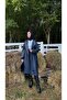 Women's Waist Tie Balloon Sleeve Leather Trench - 4