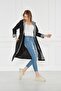 Women's Drawstring Waist Water Repellent Hooded Trench Coat - 7