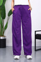 Purple Elastic Waist Two Thread Palazzo Sweatpants