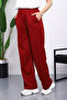 Burgundy Elastic Waist Two Thread Palazzo Sweatpants - 4