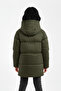 Girl's Khaki Fiber Hooded Windproof Inflatable Winter Jacket - 5