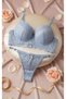 Nikita's Design Blue Lace Stone Padded Bra Panty Set