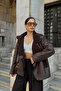 Suede Jacket with Plush Lining, Buttoned Pockets - 3