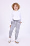 Winter Fleece-Lined Winter 3-Thread Sweatpants with Pockets for Girls and Boys in Gray