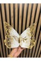 Handmade Epoxy Butterfly Rahle Large Size – White Gold Foil Bookshelf and Quran Reading Stand