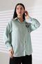 Long Sleeve Durres Textured Flower Detail Cool Fabric Women Shirt - 5