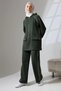 Women's Khaki Green Seasonal Combed Cotton Bottom Top Sports and Comfortable Hijab Suit