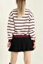 Women's Cool Oversize Fit Crew Neck Thick Basic Three Thread Inside Raised Striped Sweatshirt - 4