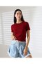 Sleeve Collar Handcrafted Shepherd's Stitch Detailed Women's Blouse T-Shirt - 6