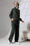 Women's Khaki Green Seasonal Combed Cotton Bottom Top Sports and Comfortable Hijab Suit - 4